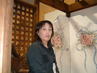 花博屋内展示・トールペイントの椎葉先生と作品